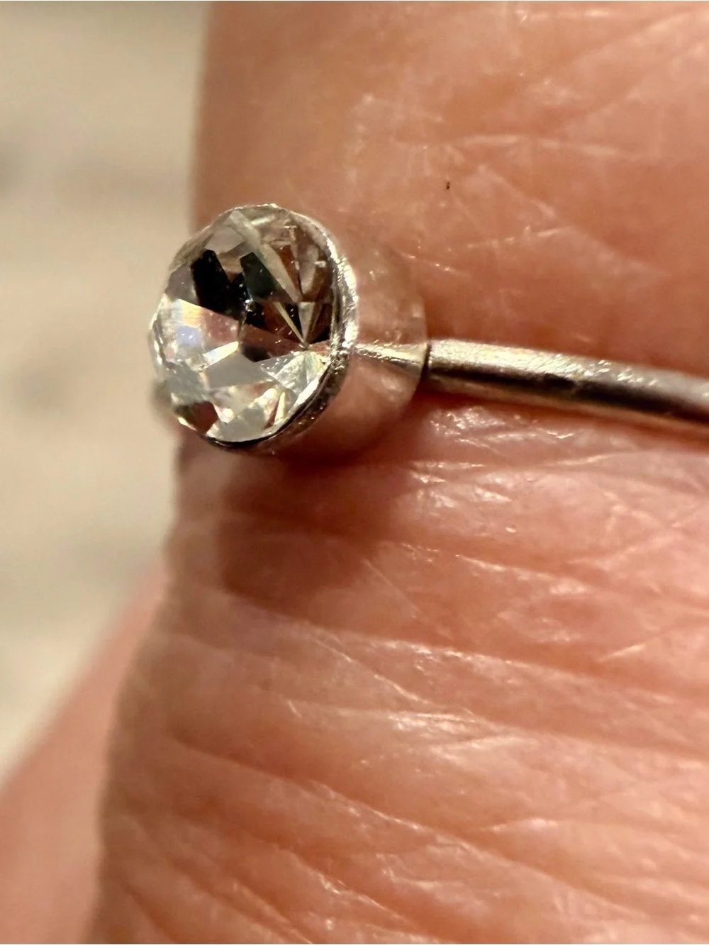 Silver tone Solitaire round cut Crystal Stackable Ring size 8